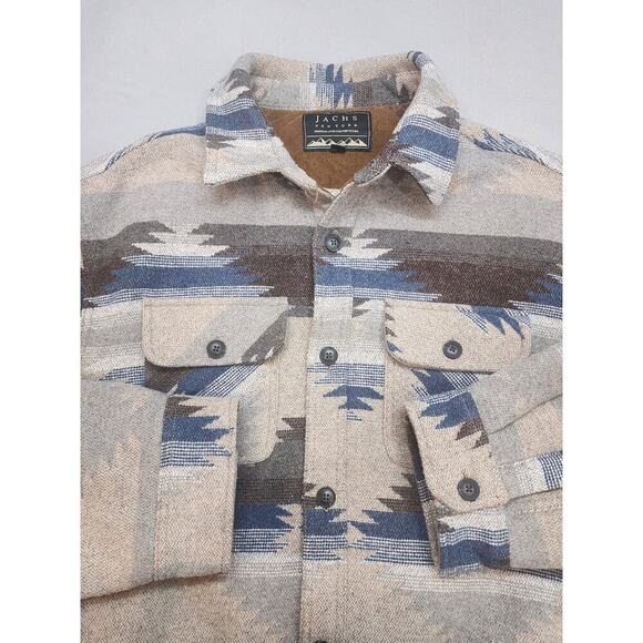 Jachs New York Flannel Aztec Southwest Shacket Wool Blend Blue Men’s Sz 2XL - Picture 1 of 7